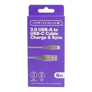Gray USB-A to USB-C Cable 6FT